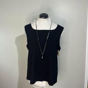 2X NWOT Karen Scott Sleeveless Black Blouse pit-pit=23” length=27” C3340